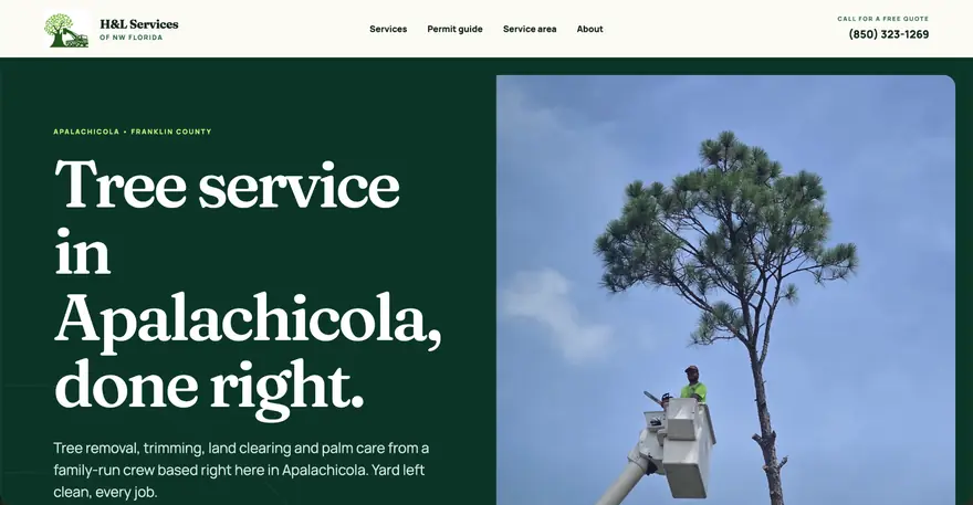 The H&L Services site, opening by asking the visitor what they are looking at rather than listing services